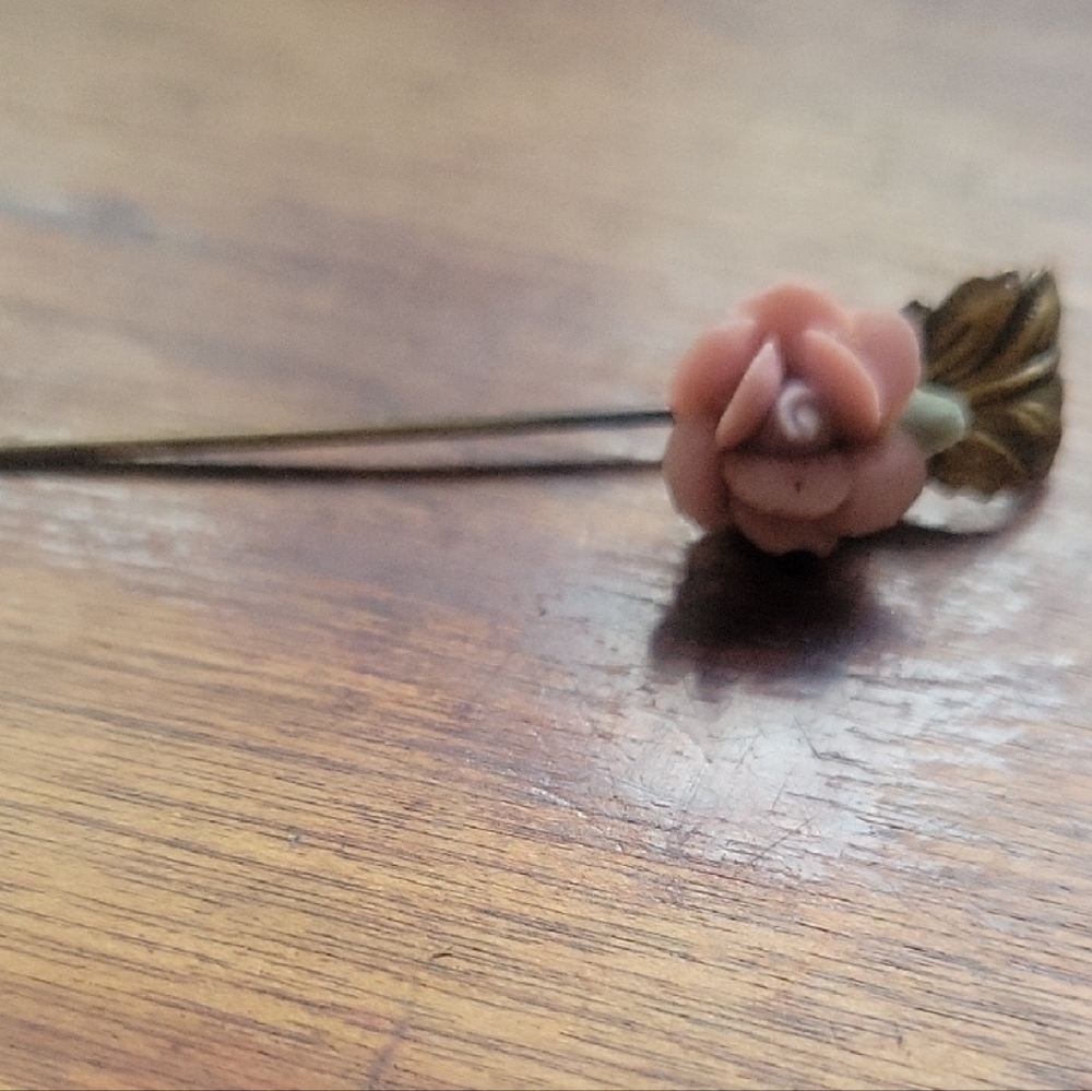Pink Rose Hat Pin~ Vintage